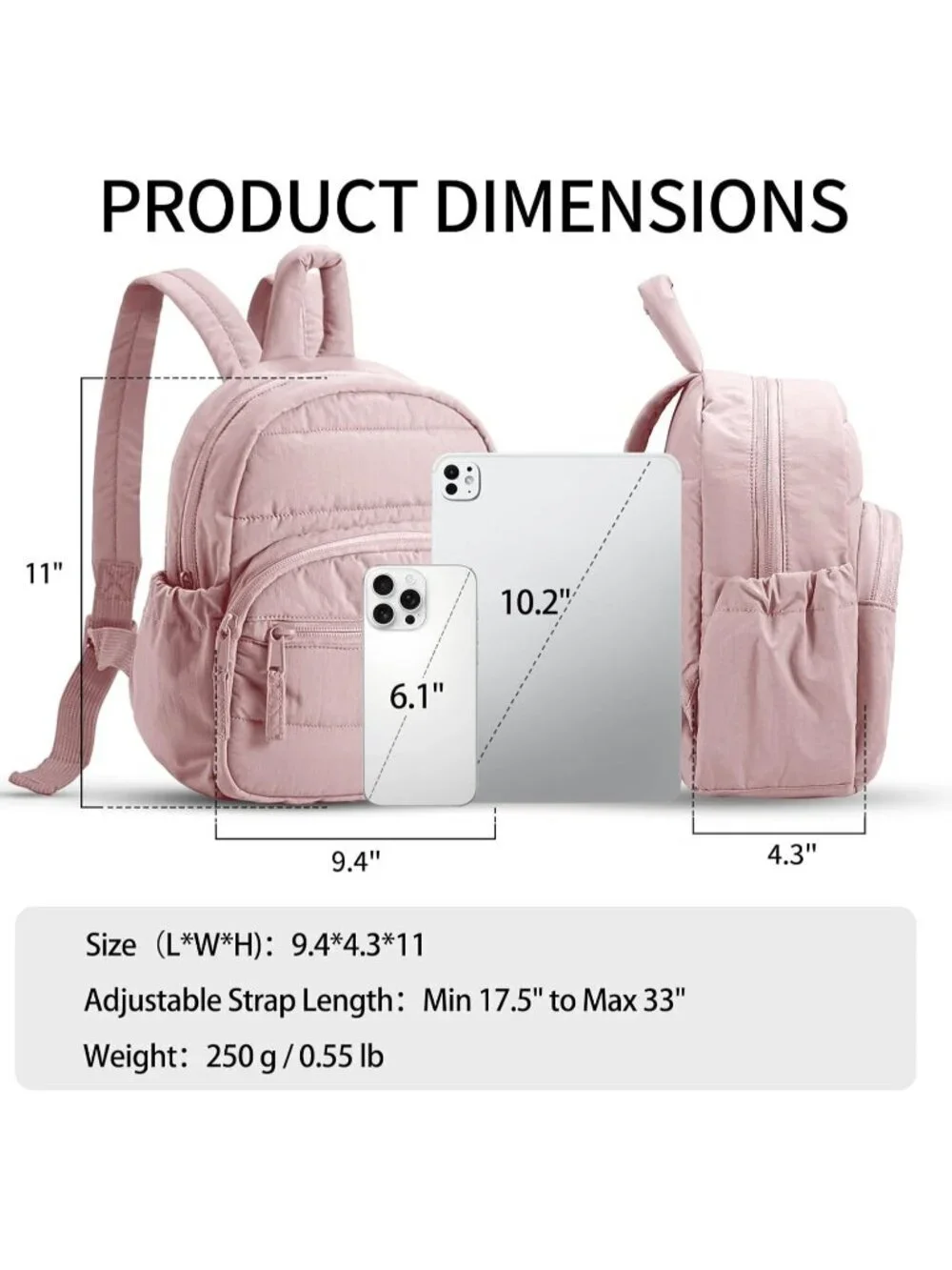 Women's 03-pink Lightweight Adjustable Straps Large Capacity Bookbag
